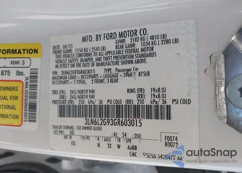 2016 Lincoln Mkz z USA, uszkodzony, nr VIN 3LN6L2G93GR603015